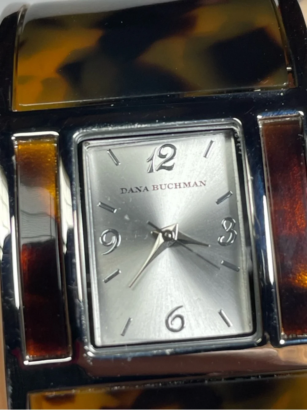 Dana Buchman Brown & Amber Animal Print Cuff Watch - Silver Accents - Adjustable